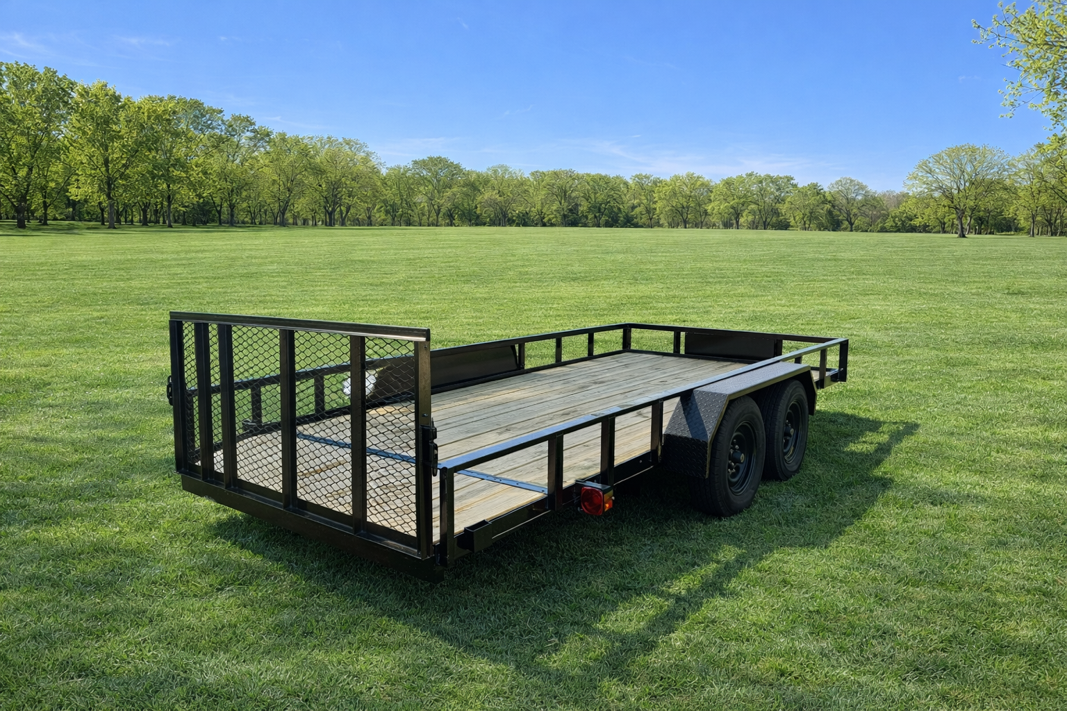 16ft Utility trailer in field side view