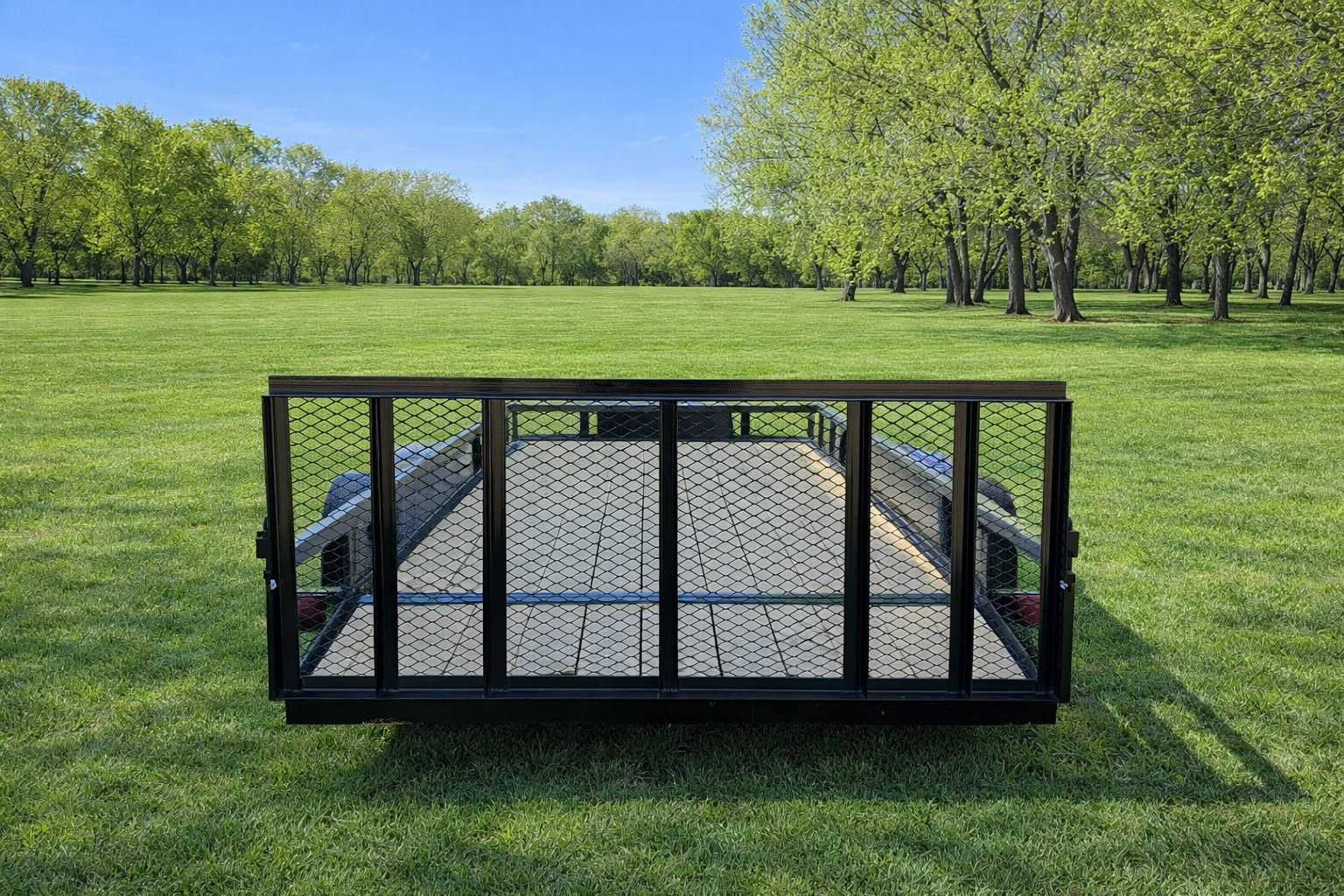 Utility trailer rear gate view